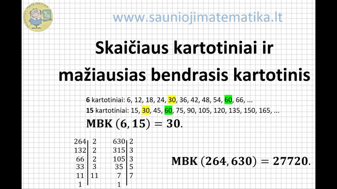 Skaičiaus kartotiniai ir mažiausias bendrasis kartotinis | Skaičių dalumas