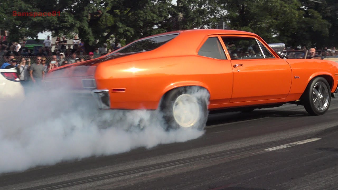 Muscle Car Street burnouts Hot Rods peeling out burning rubber Adirondack Nationals Samspace81 vlog