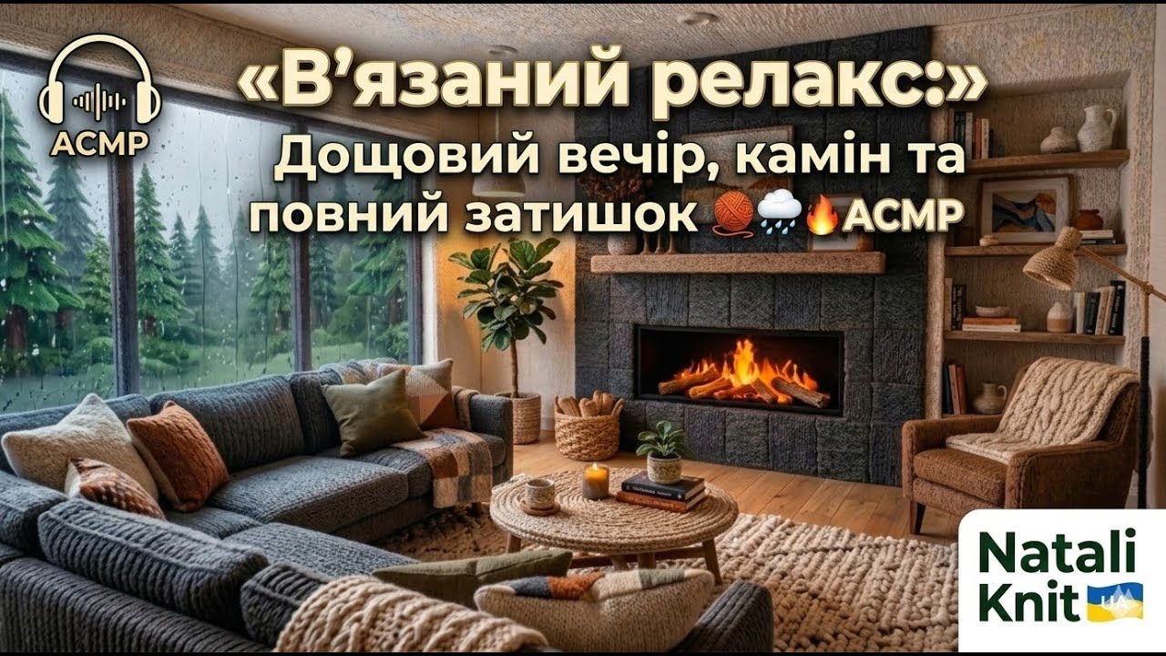 В’язаний релакс: Дощовий вечір, камін та повний затишок 🧶🌧️🔥 АСМР