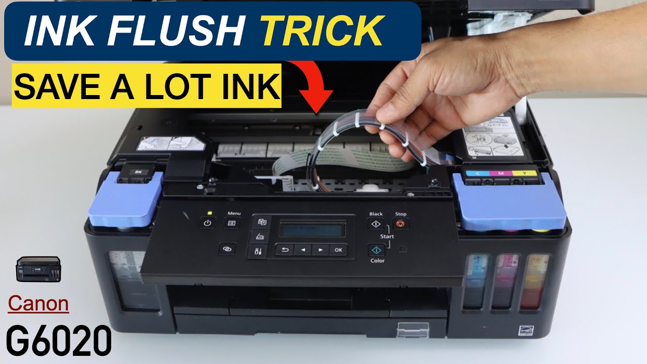 Canon Pixma G6020 Ink Flush Trick - Save A Lot of Ink With This Method, Flush BK, C,Y & M Ink !!