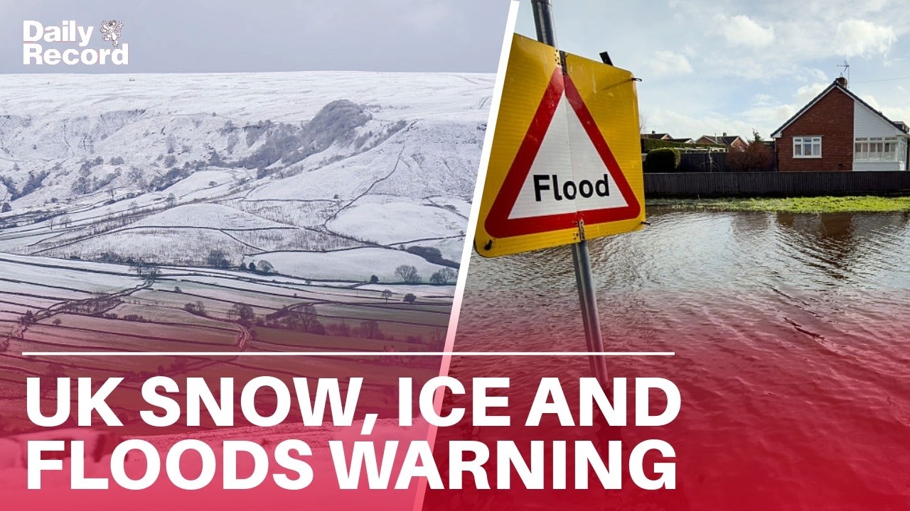 UK snow and ice warning in force as 70 areas across the country expected to see flooding