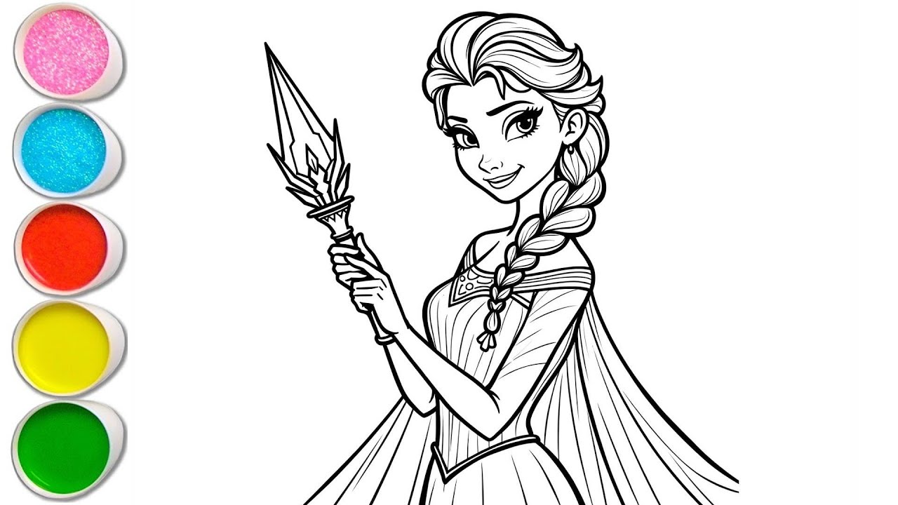 Cute Elsa Frozen Drawing for kids, Painting & Coloring for kids, Toddlers | Let's Draw Together