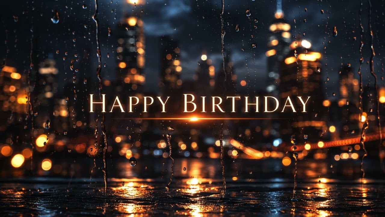 Happy Birthday| Rain at Night| Looking out at the City| #digitalart #withRainsound #madefortv #rainy