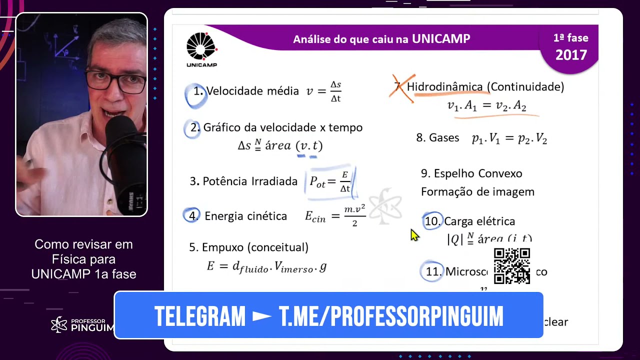 Como Revisar Física para UNICAMP 1a Fase | Professor Pinguim
