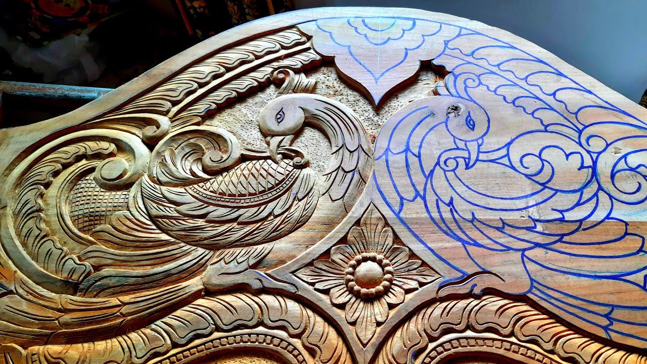 |Bed coat teak wood carving work|UP wood art|carving art|wood design|