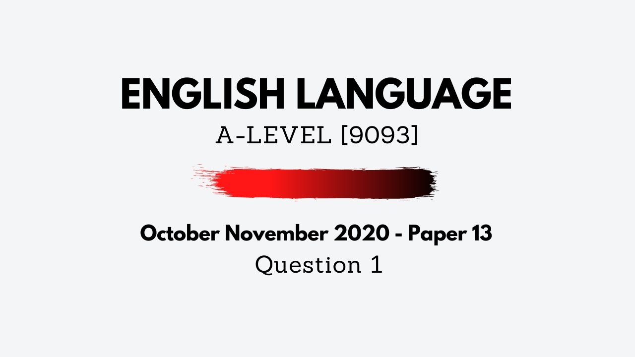 AS/A-Level English October November 2020 Paper 13 - 9093/13 - Question 1