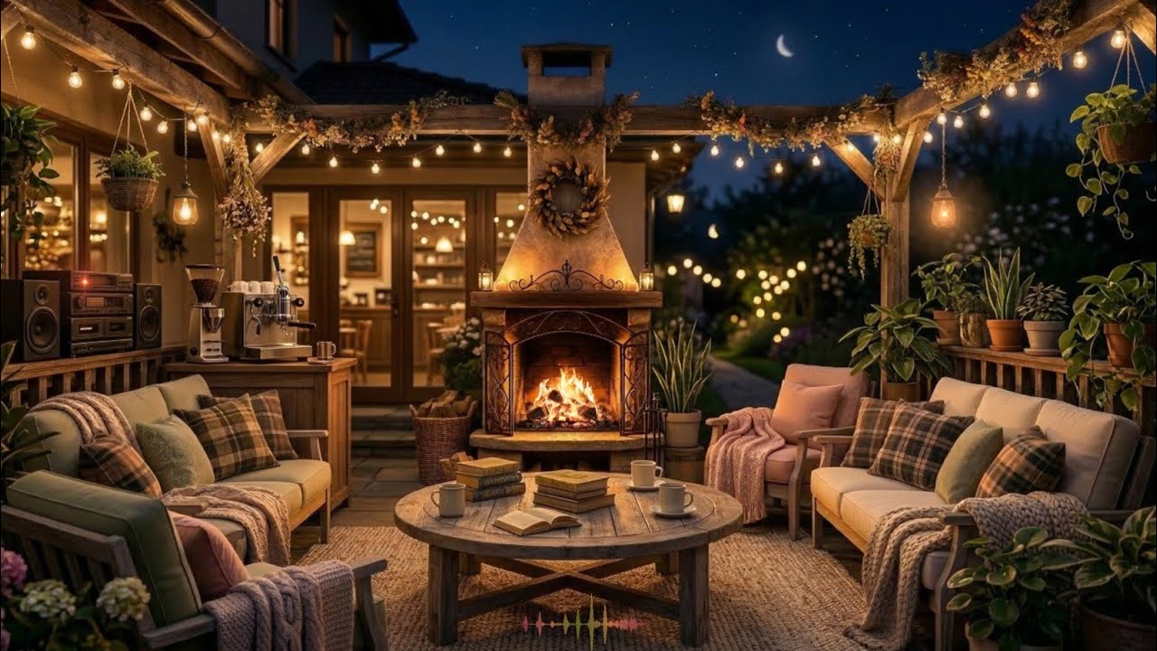 Smooth Jazz & Soul R&B Music 🎷 Cozy Night Patio Ambience for Sleep, Study & Work