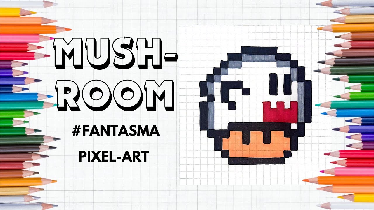 Pixel Art Tutorial: Drawing a MUSHROOM GHOST Step By Step