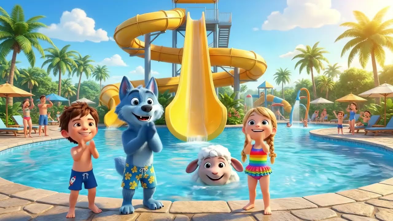 Wild Animals Water Slide! 🦁🌊 Learn Animal Names & Sounds for Kids | Blue Wolf