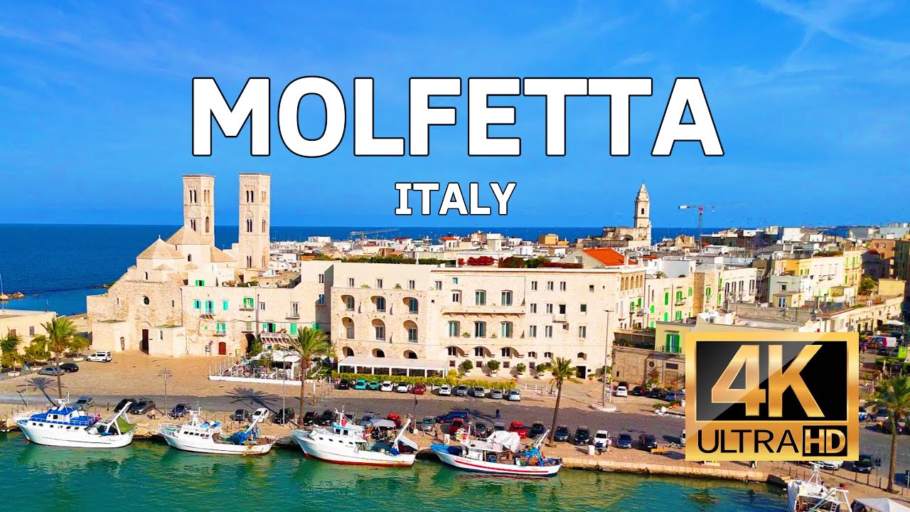 Molfetta by drone, Apulia, Italy- 4K/60- Relaxing Scenic & Music