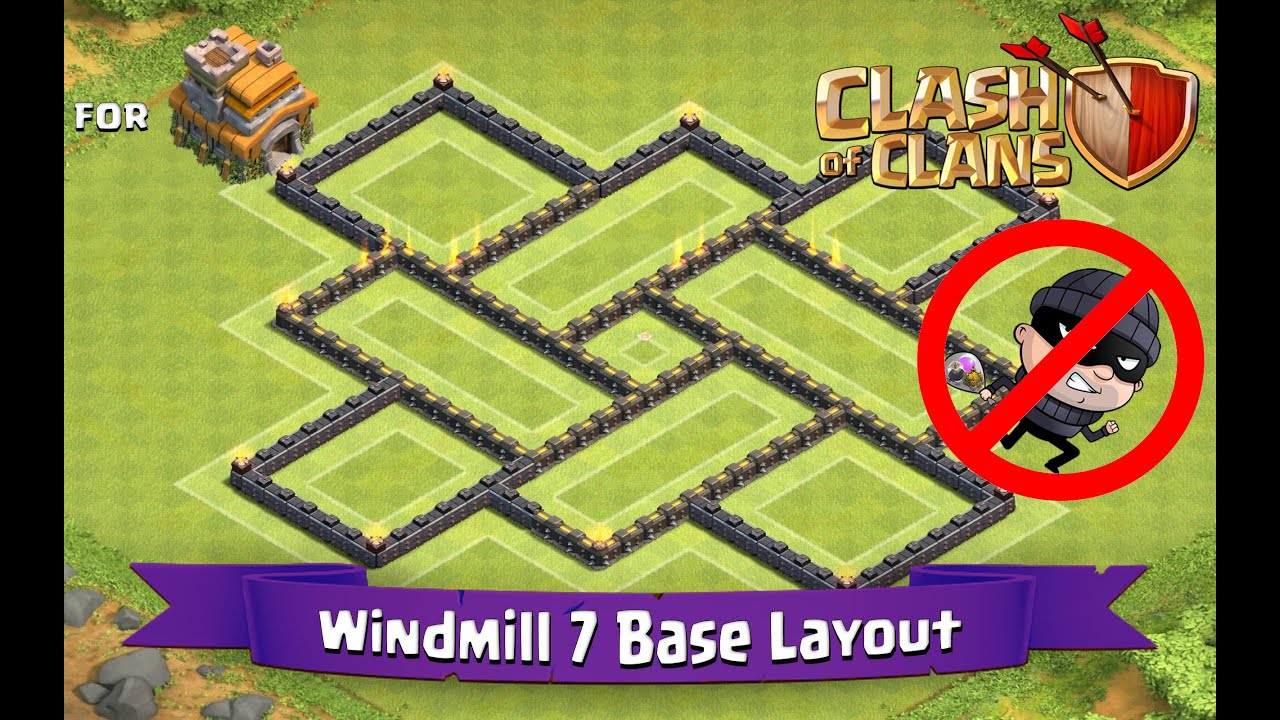 Clash Of Clans: TH7 | BEST Farming Base Layout - Windmill 7