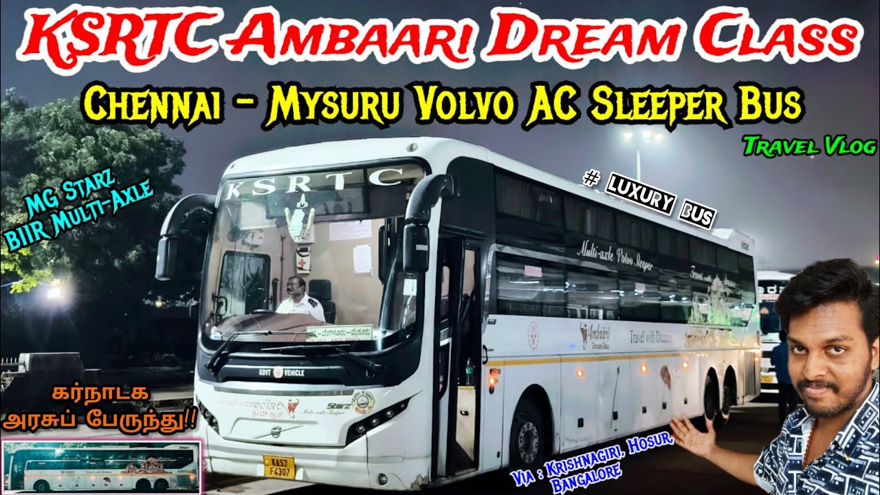 KSRTC AMBAARI DREAM CLASS VOLVO Bus 🚍 Travel Vlog | 💥 CHE - MYS AC Sleeper Journey | Adhiban Ganesh