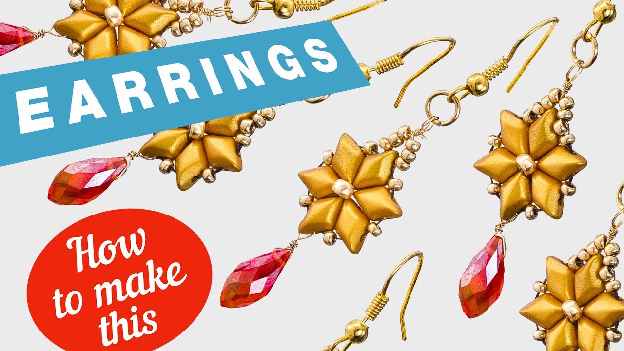 GemDuo Star Earrings With Faceted Crystal Drop Beads