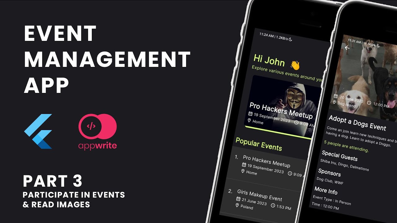 Event Management App using Flutter & Appwrite |Participate in Events (Update) & Read Images | Part 3