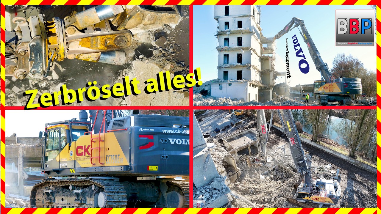 VOLVO EC750EHR Abbruchbagger im Einsatz - Hochhaus 