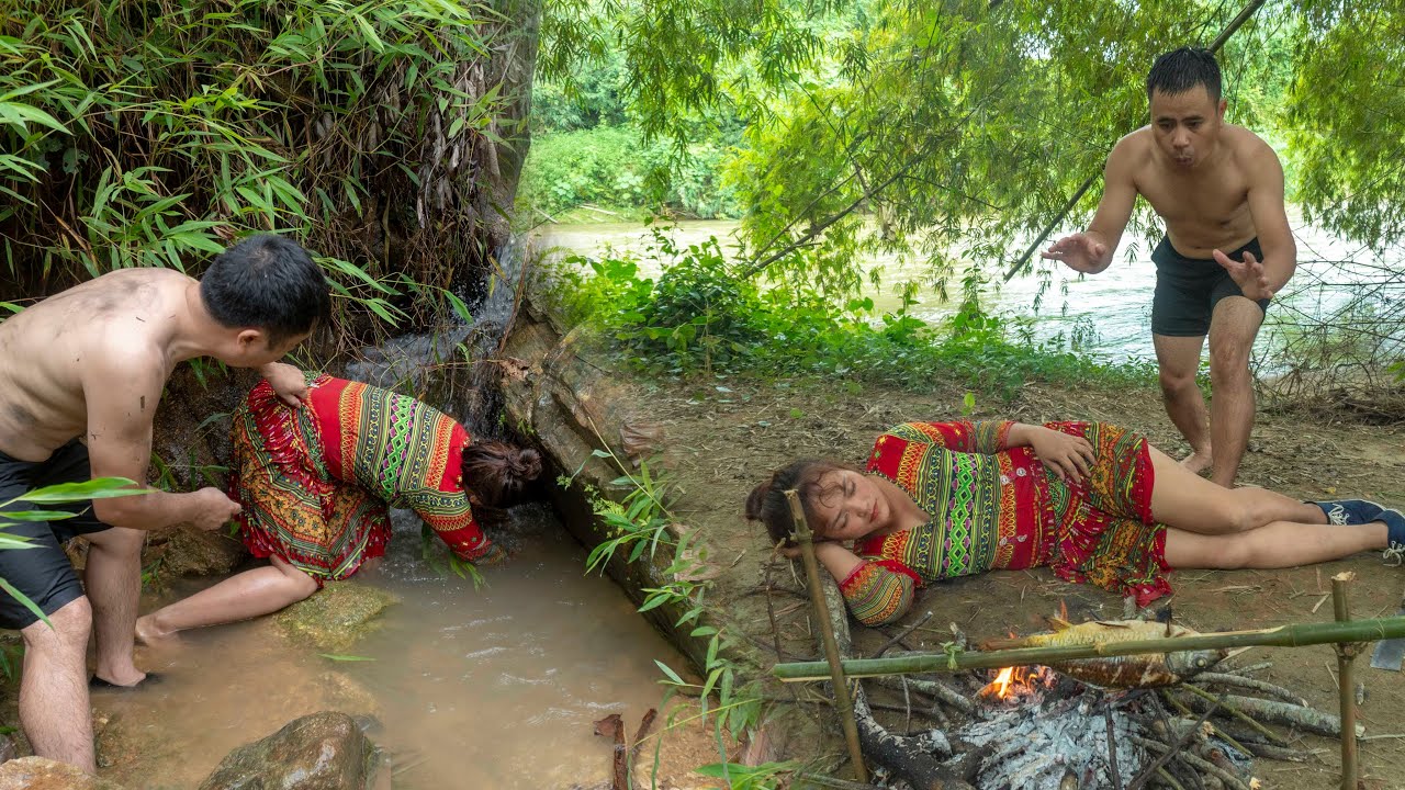 20 days of survival, primitive life, forest people are hungry for delicious grilled fish