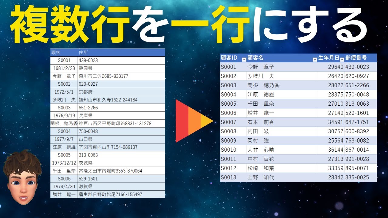 Excelで複数行を一行にする方法２つを説明します！