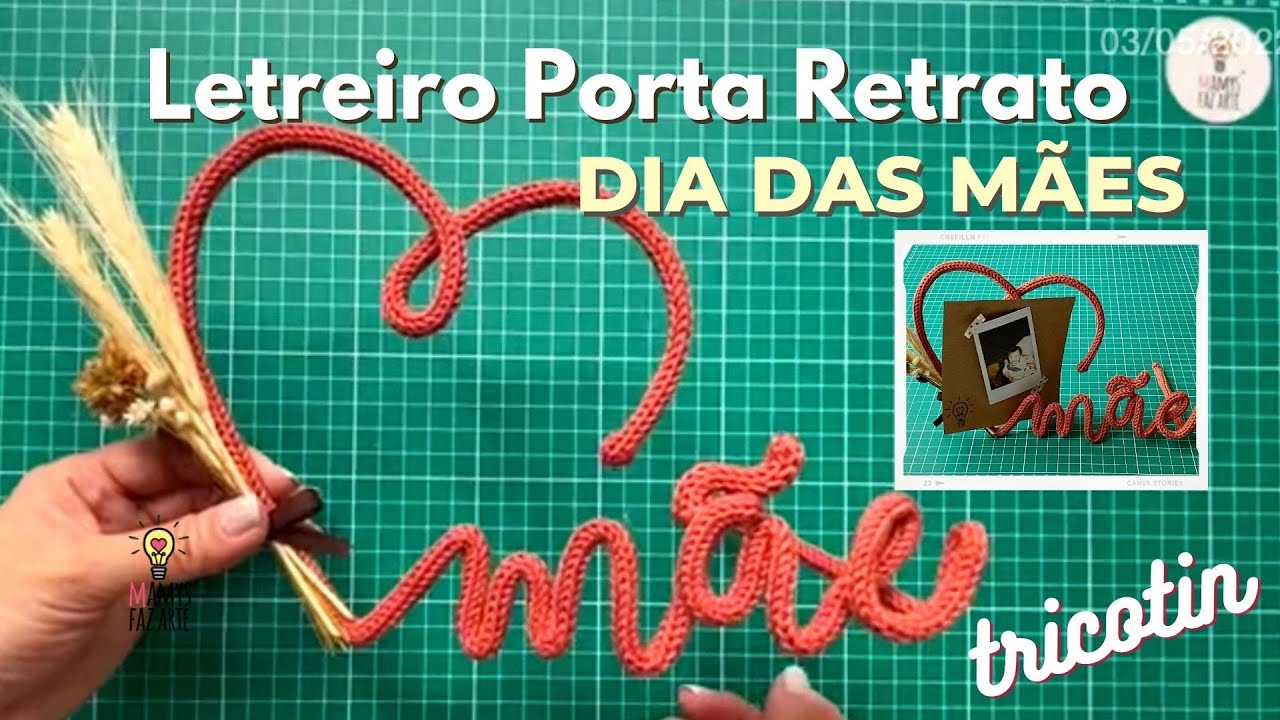 PORTA RETRATO CORAÇÃO EM TRICOTIN PARA DIA DAS MÃES | Passo a Passo Mãe emendado com coração