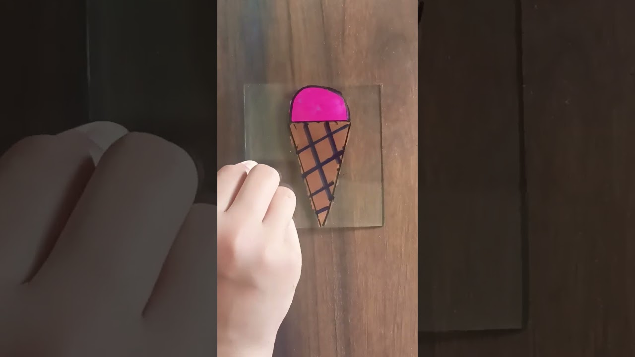 ice cream glass painting tried for the first time 😅.#youtubeshorts #viral #glasspainting #icecream .