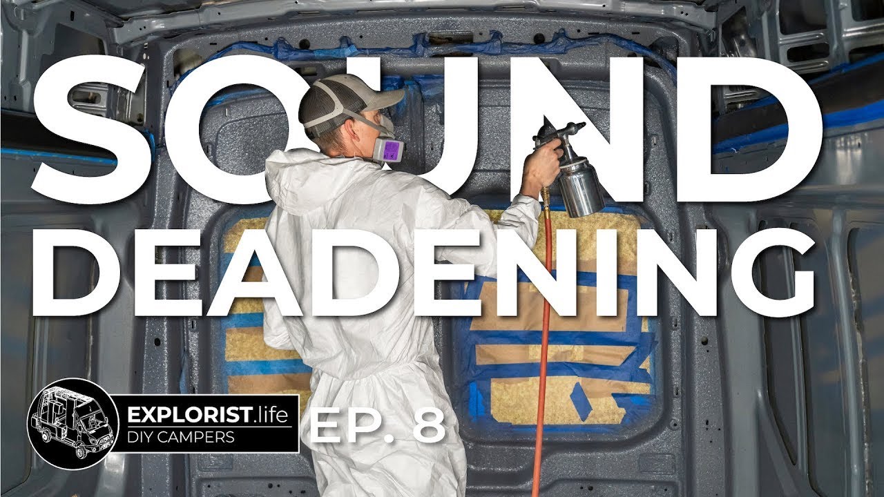 Spraying Lizard Skin Sound Control Sound Deadening in our DIY Ford Transit Camper Van