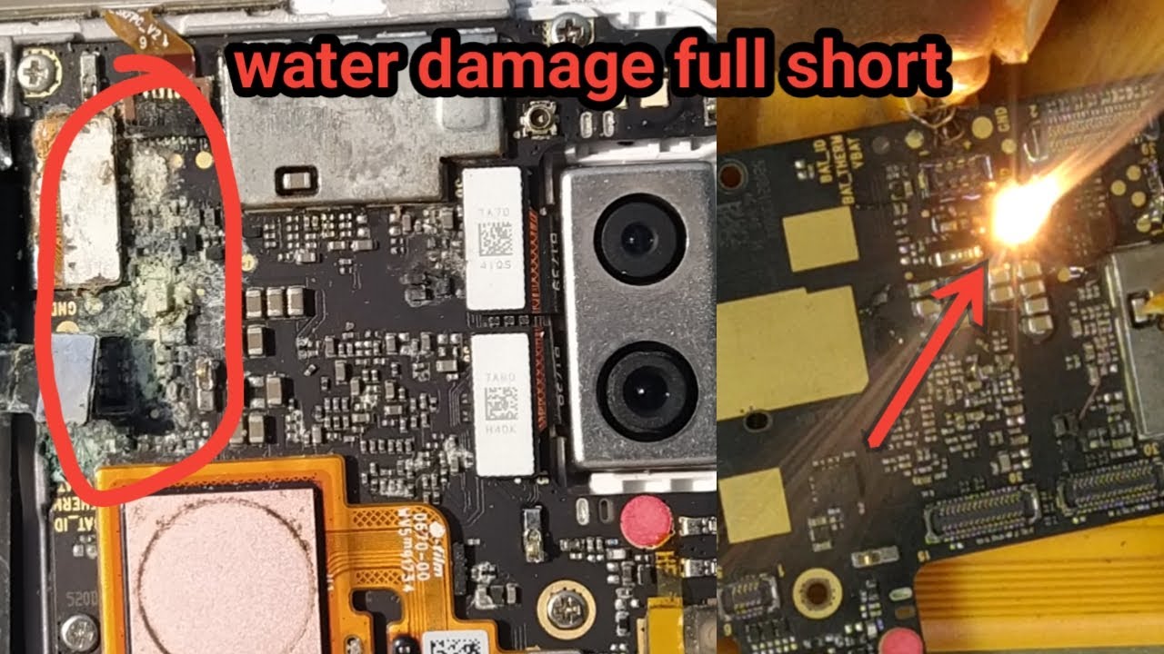water damage phone repair ||full short mobile repair||mi a1 full short solution
