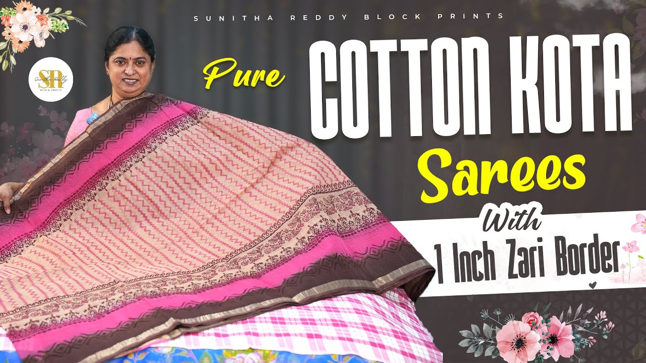 Pure Cotton Kota Sarees | Elegant 1 Inch Zari Border Designs | Jejis Vlogs