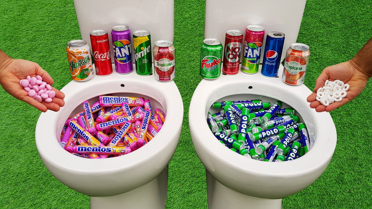 Polo VS Mentos !! Cola, Torku Noon, Fanta, Pepsi, Tropicana, Sprite, Fruko, Yedigün in the toilet