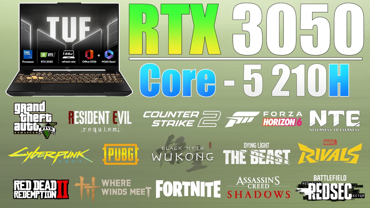 ASUS TUF F16 RTX 3050 6GB + Core 5 210H in 2026 &ndash; Worth Buying? (16 Games Tested)