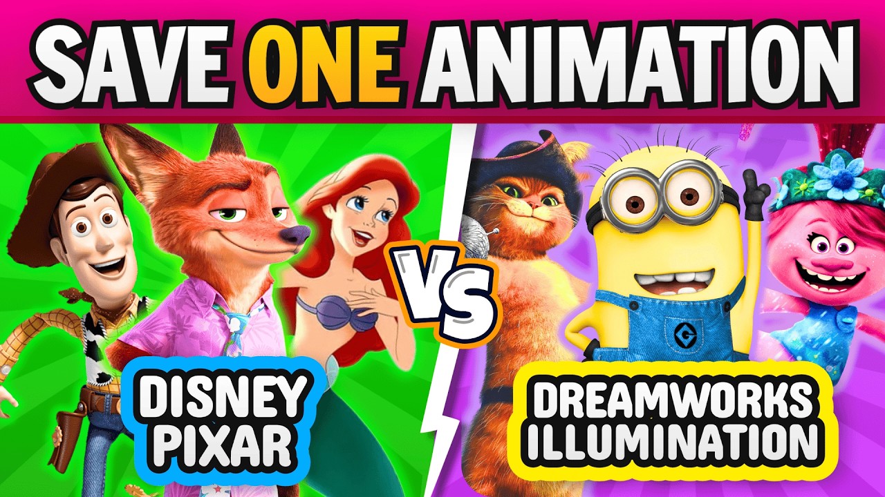 Save One Animation: Disney/Pixar vs. Dreamworks/Illumination 🏰 vs 🌙