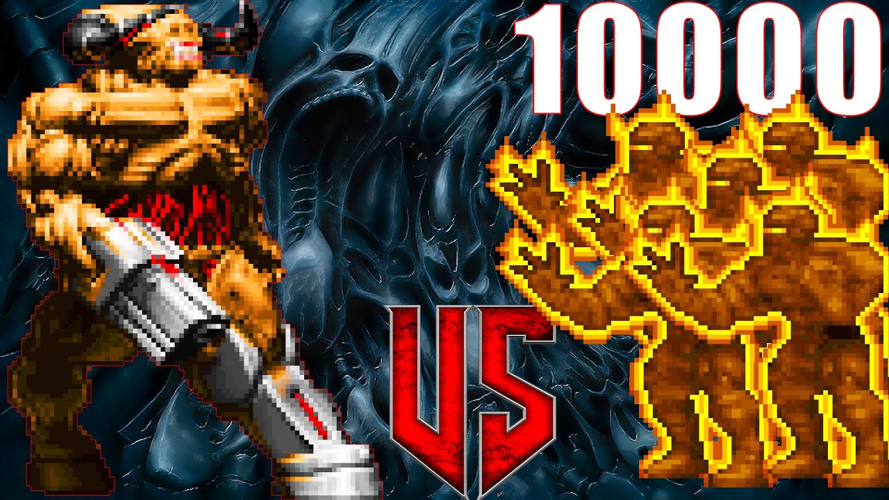 Cyberdemon vs 10000 Nitrogolems - DOOM vs HERETIC Monster Infighting - Crossover Boss Battles