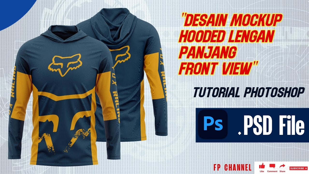 Cara Membuat Desain Mockup Hoodie Lengan Panjang Front View | Photoshop Tutorial | Photoshop Mockup