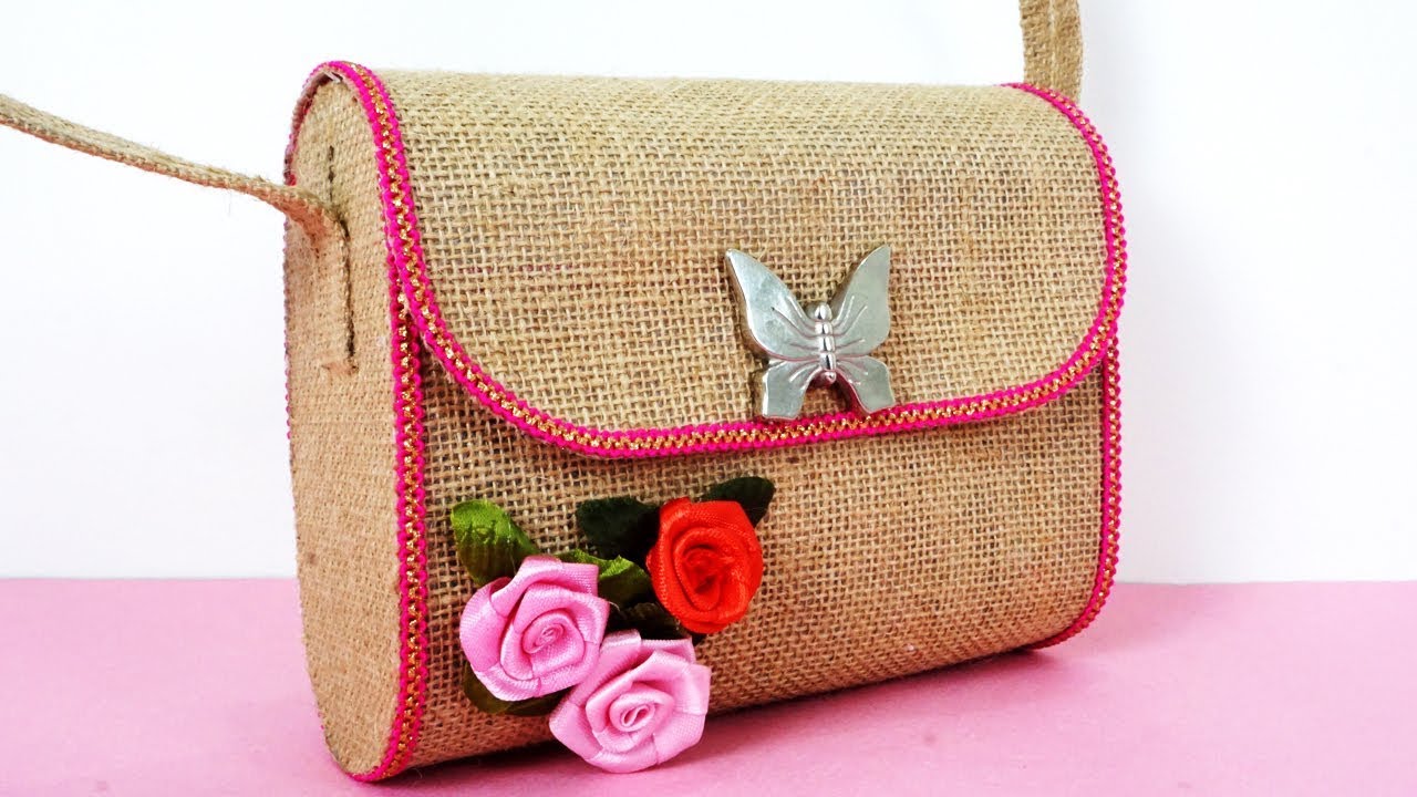 DIY Jute Bag - How to Make Multiuse Handmade Jute Bag || DIY Purse Making || No  Sew Purse
