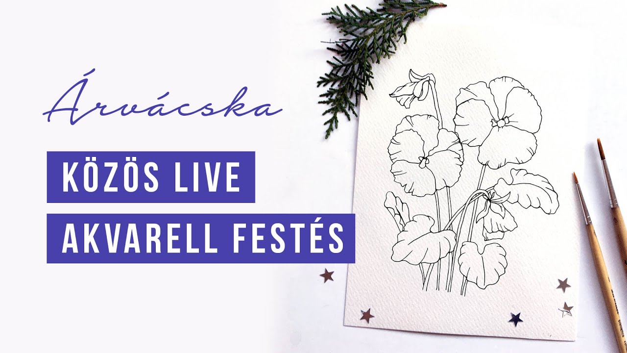 KÖZÖS FESTÉS - Árvácska botanikai illusztráció  | akvarell festés kezdőknek
