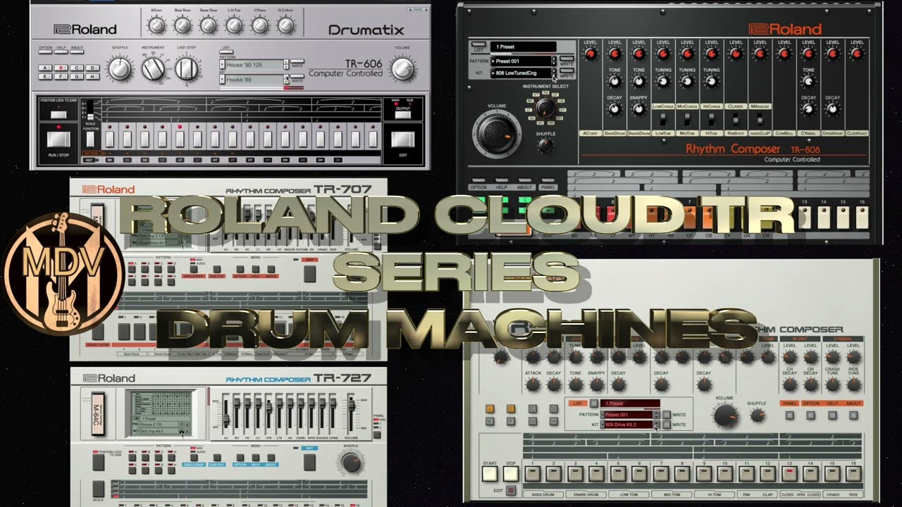 Roland Cloud TR-606 / 707 / 727 / 808 / 909 Drum Machine Quick Listen - Music Demo Video
