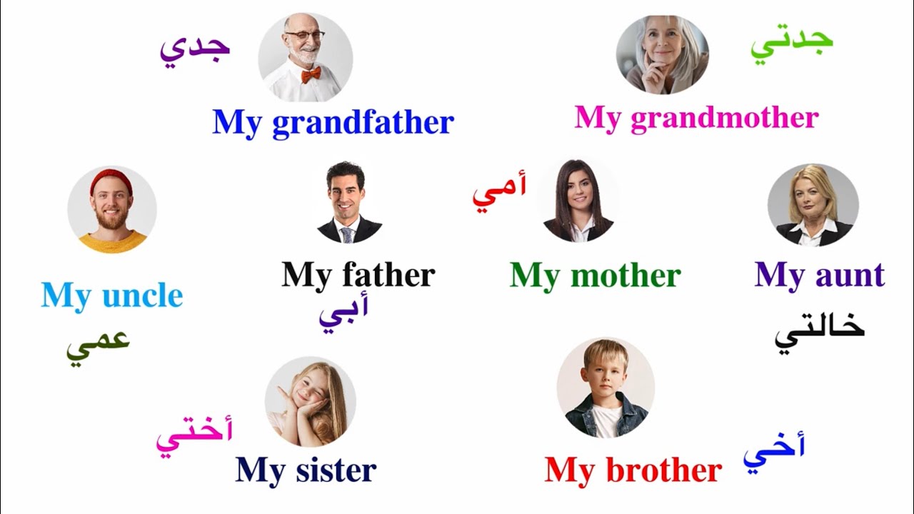أفراد العائلة باللغة الإنجليزية Family members in English