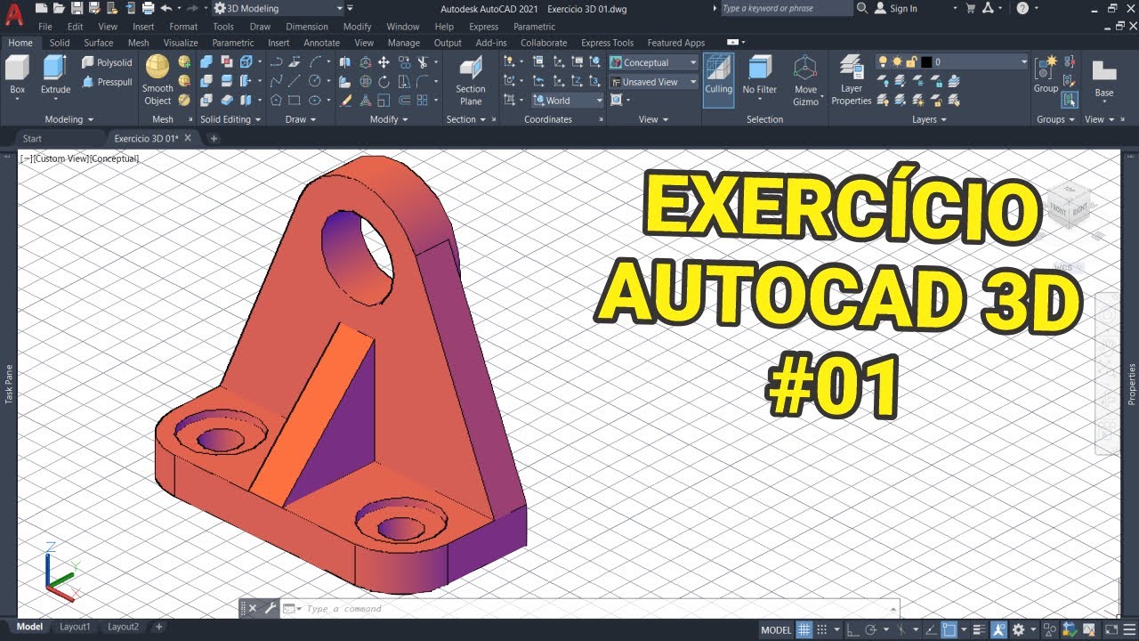 🔸Exercício AutoCAD 3D #01