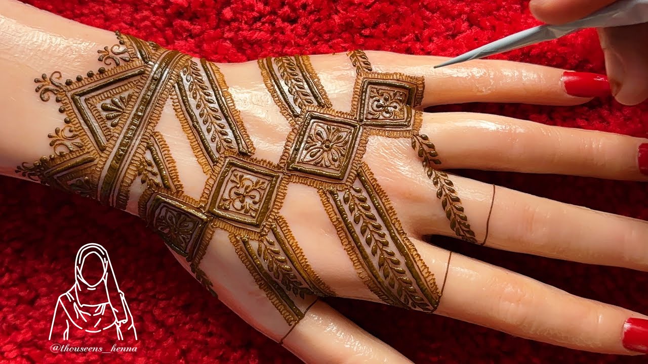 Beautiful Moroccan Henna Design tutorial / latest henna design for back hand #thouseenshenna 