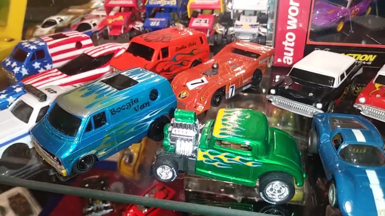 My HO Scale slot car Museum! AFX Super II T-Jet Tyco Pro Riggen Cobramite Auto World and more!