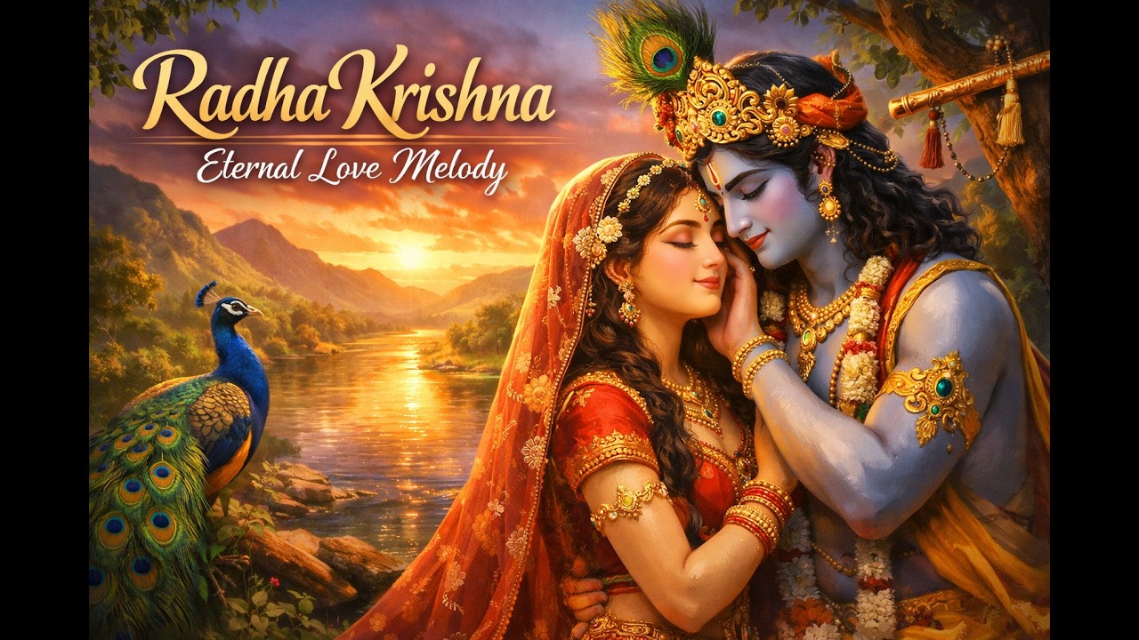 Radha Krishna Romantic Bhajan 🦚 | Vrindavan Love Melody | Flute & Divine Music