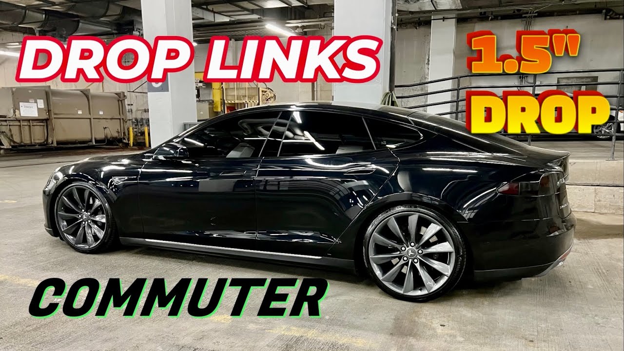 TESLA S LOWERING LINKS INSTALL. $100 DROP LINKS, FULL LIMO TINT