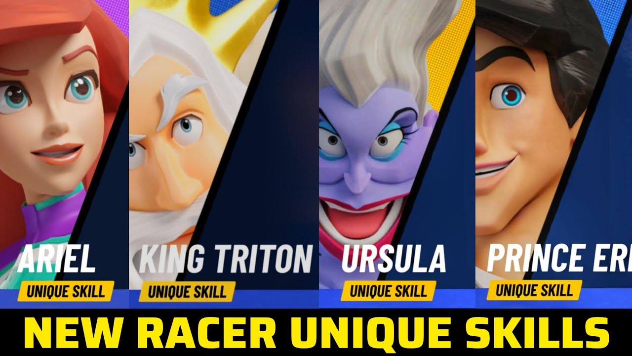 Disney Speedstorm | Ariel, King Triton, Ursula & Prince Eric All New Racers Unique Skills Season 6