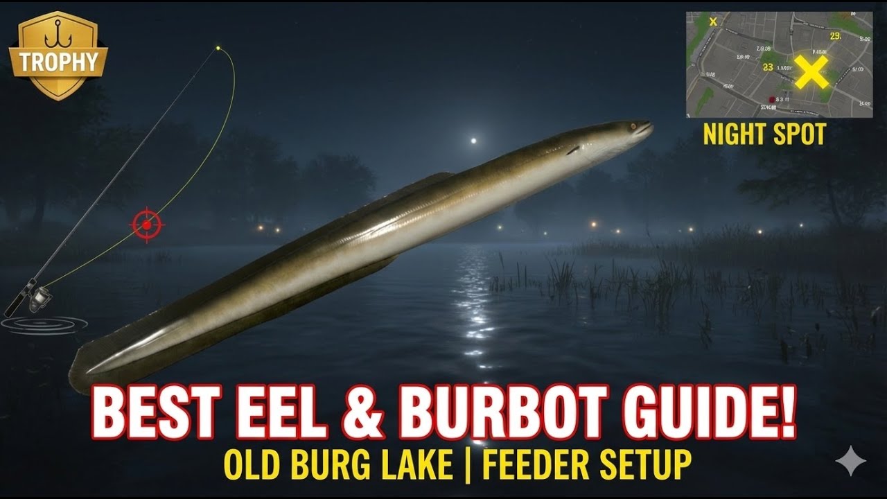 🏆 Best Eel & Burbot Spot! 🐍 Old Burg Lake Guide | Russian Fishing 4