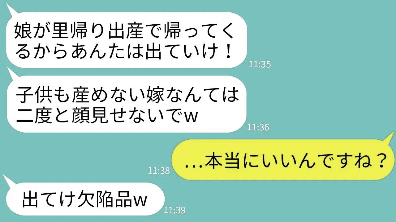 【LINE】里帰り出産する義妹を優先して子ナシの嫁の私を家から追い出した姑