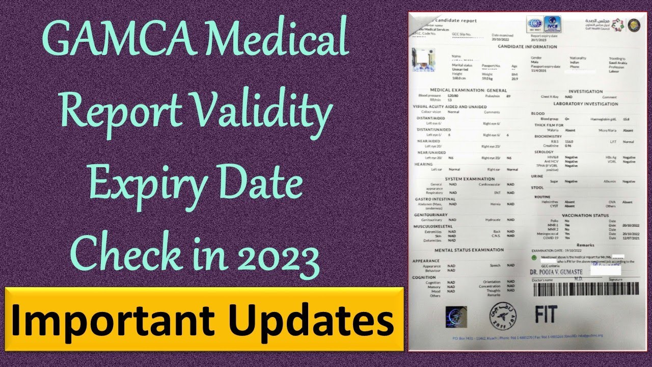 GAMCA Medical Report Expiry date / Validity check 2023 II Gi Tube