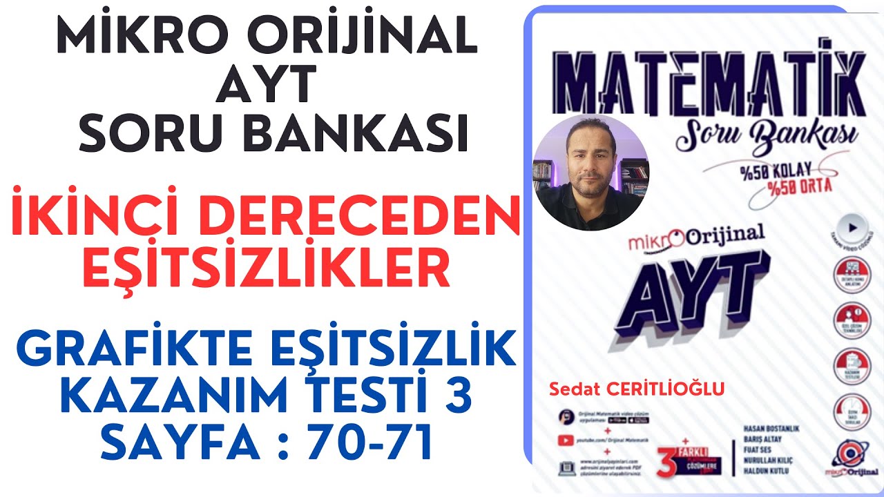 İKİNCİ DERECEDEN EŞİTSİZLİKLER | MİKRO AYT SORU BANKASI SYF: 70-71|#orijinalmatematik #mikroorijinal