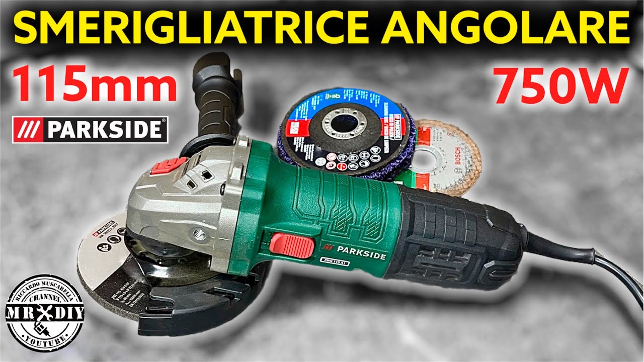 Smerigliatrice angolare da 115 mm Parkside PWS 115 A1 lidl. Con protezione disco trasformabile.