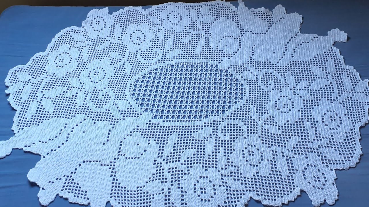 Caminho ou Centro de Mesa Anjo em Crochê Filé- Parte 1/8 #crochefile