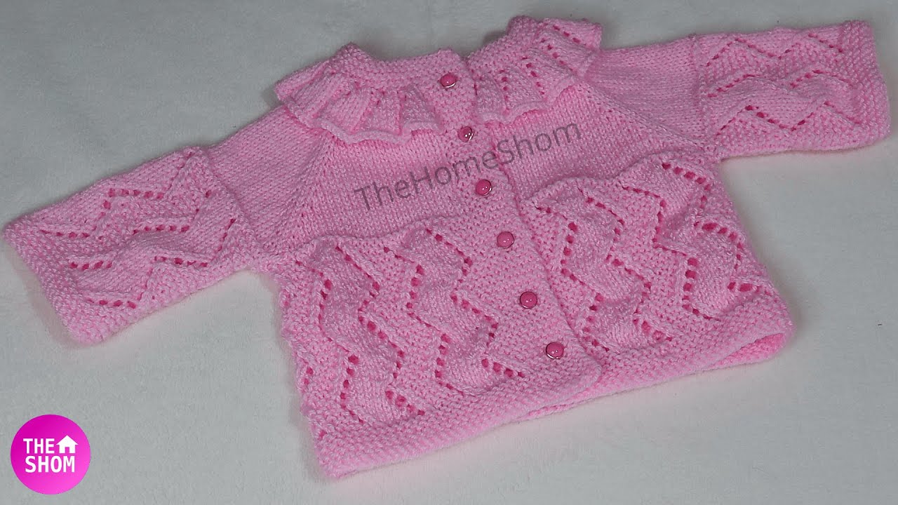 Hand Knitted newborn Baby sweater/cardigan design for 0 to 6 months,top-down raglan pattern in hindi