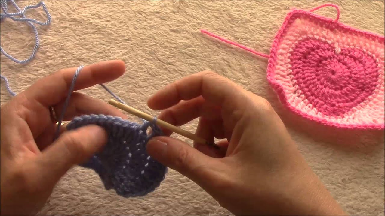 crochet heart into a square