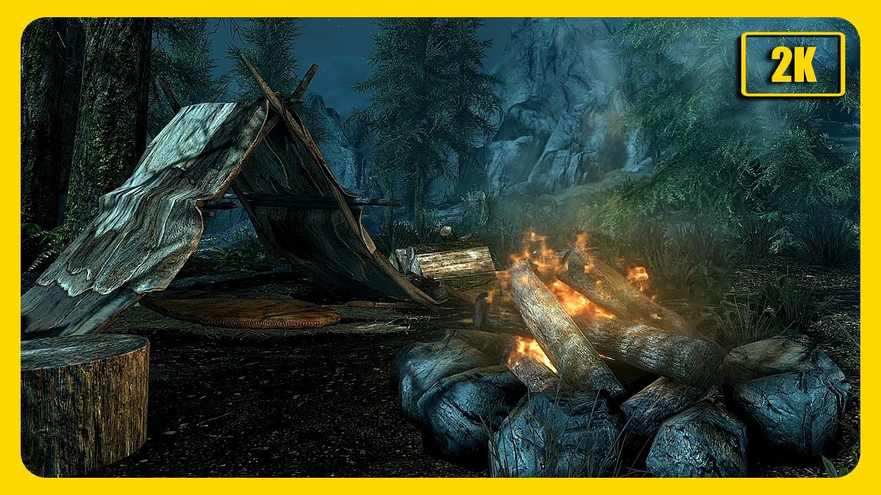 Moonlit Ambience of Skyrim - Hunter's Camp